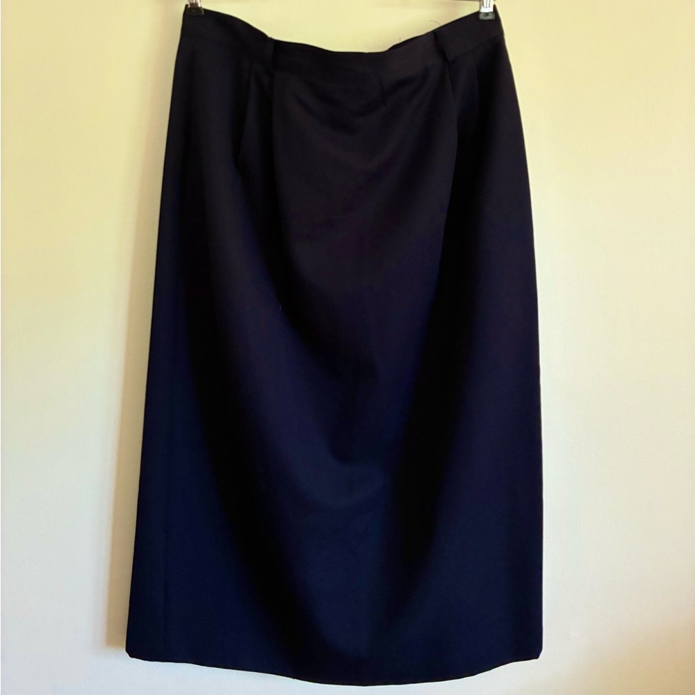 Vintage Talbots Wool Midi Skirt in Navy, sz 18